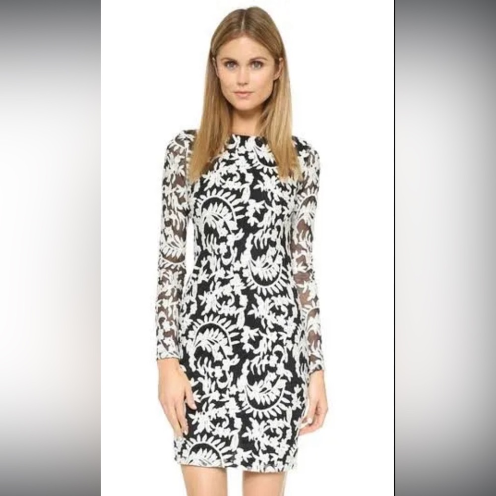 Alice and Olivia Katy Jacquard back cutout dress